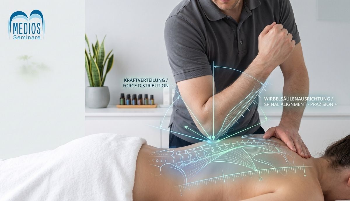 Tiefer und effektiver Unterarmeinsatz bei der Lomi Lomi Massage (KI-generiertes Bild) Tiefer und effektiver Unterarmeinsatz bei der Lomi Lomi Massage