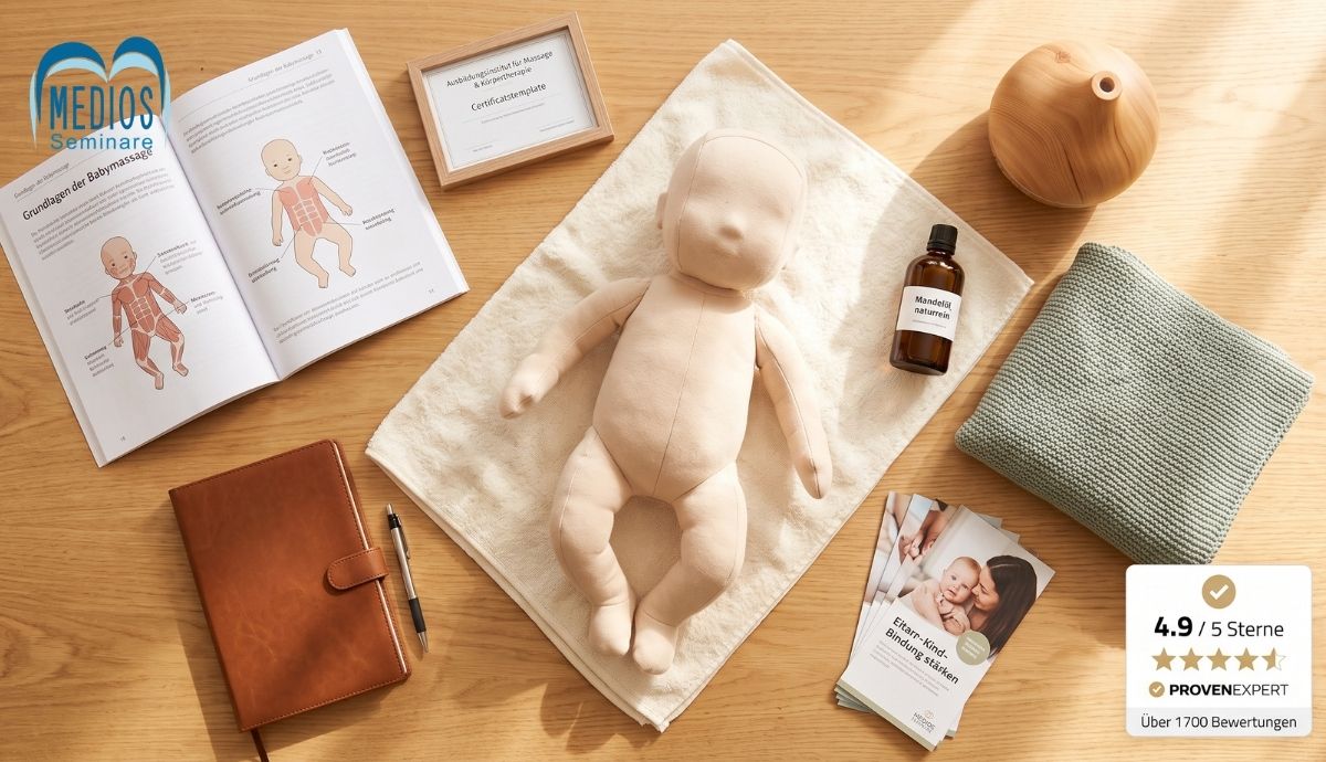 (KI-generiertes Bild) Babymassage fördert die Eltern-Kind-Bindung durch Oxytocin