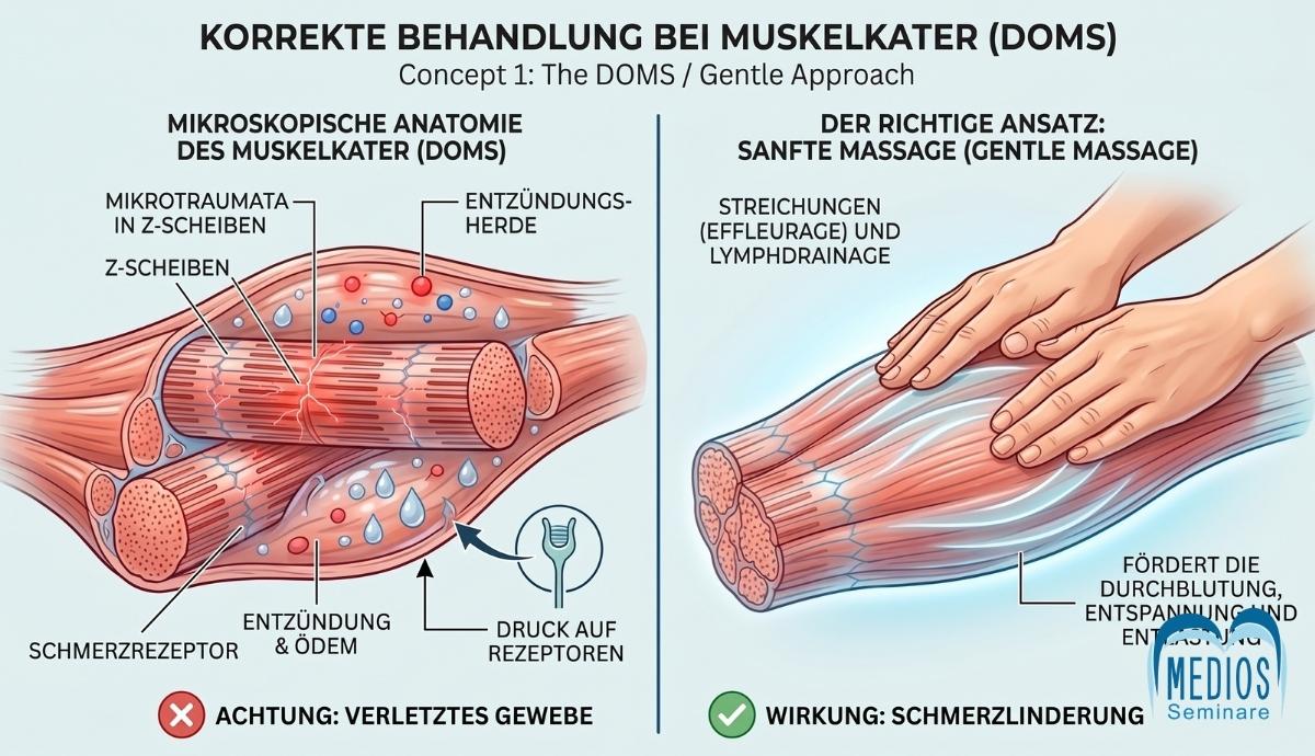Sportmassage Behandlung bei Muskelkater an der Wade eines Athleten