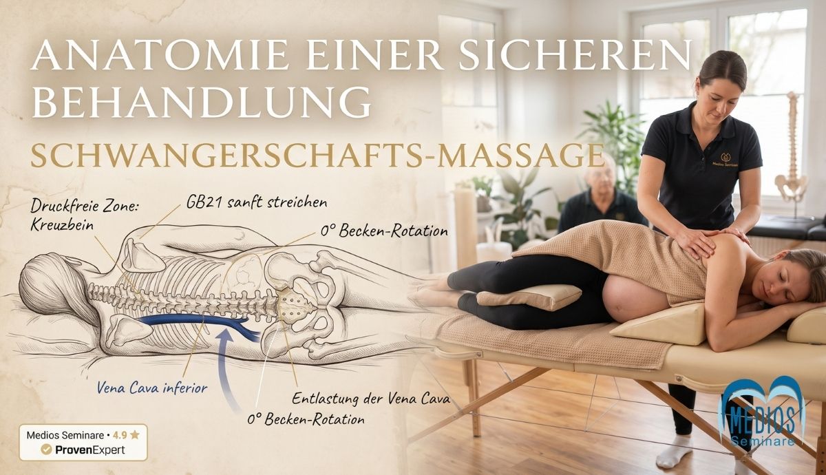 (Beispielbild ist KI-generiert) Schwangerenmassage Anatomie einer sicheren Behandlung am Rücken